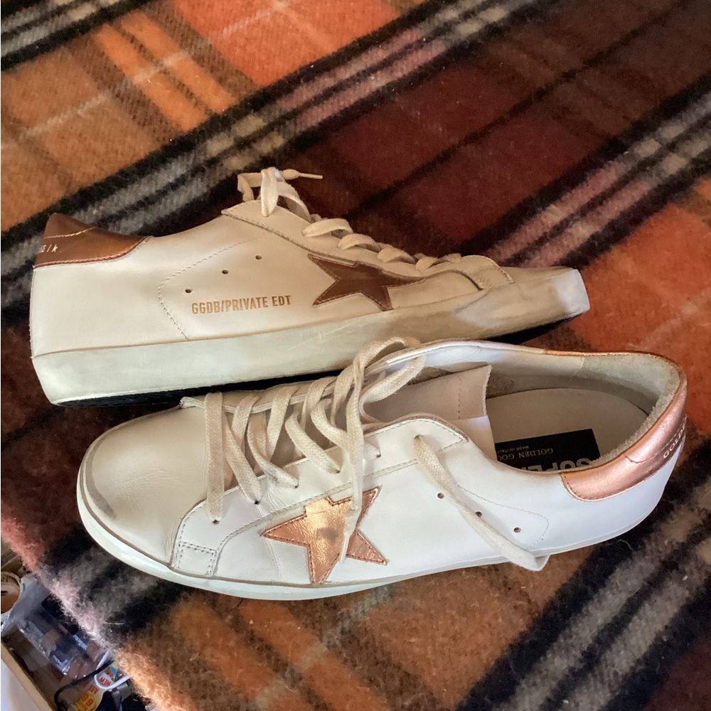Golden Goose Superstar White Peach Pink Distressed 42 GGDB/Private Edt
